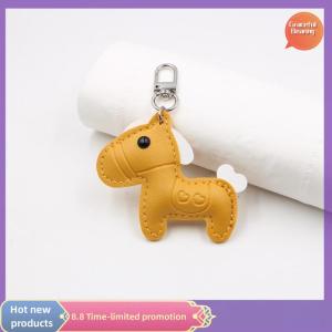 Graceful Cute Fashion Women Mens Cartoon PU Horse Keychain Car Keyring Bag Pendant Charm Leather Animal Keyfob Sister Bestie Friend Gift