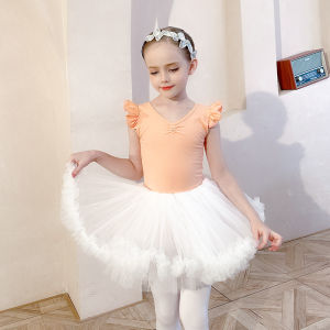 LOLANTA Kids Girls Basic Ballet Dance Dress Clothes Sleeveless Sling Leotard with White Tutu Skirt Outfit Childrens Ballet Gymnastics Performance Costumes