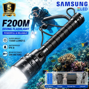 COD+3000LM diver diving 100 meters underwater flashlight waterproof and strong light XM-L2 LED white light 18650 original battery fishing camping riding LED Waterproof Rechargeable Flashlight Scuba Diving