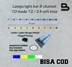 LIGHT BAR strobe raptor 8 channel 10 MODE 12/24VOLT 70 CM lampu truk bus dll