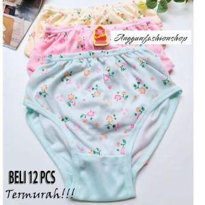 12 PCS CD Celana Dalam Wanita Cewek Dewasa Remaja Kasa Sablon Bunga Jumbo Size M L XL XXL XXXL 4L 5L