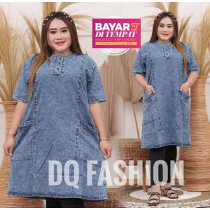 Salsa Dress Lepis Polos Jumbo Ld 112 Atasan Wanita Tunik Denim Lengan Pendek Rit Shop