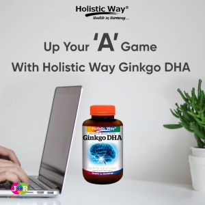 Holistic Way Premium Brain Food Ginkgo DHA – Supports Memory Cognitive Function Mental Clarity & Focus (60 Capsules per bottle)