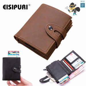 Anti Theft Smart Wallet PU Leather Credit Card Holder Fashion Men Women Multifunctional Metal RFID Fashion Aluminium Box Travel Card Wallet