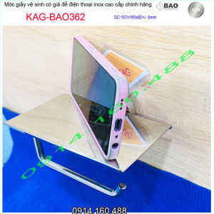 Móc giấy vệ sinh Inox Bảo KAG-BAO362 có giá đỡ điện thoại high-level Paper holder SUS304 dập khuôn sang trọng cấp cao VĨNH VIỄN