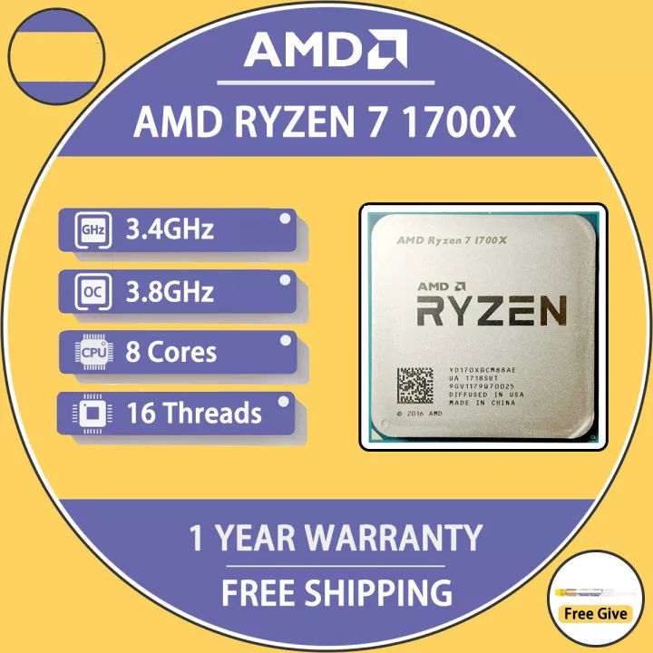 Ryzen 1700 1700x Specs AMD Ryzen 1700X R7 1700X GHz Eight-Core CPU