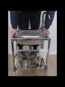 Vegetable Washing Basin Kitchen Cabinet Table  kitchen basin Cabinet sink with stand  Kitchen Stainless Steel Sink Thickened Stainless Steel with Bracket Sink