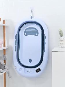 LZD  Bồn Tắm Cảm Biến Nhiệt Độ Có Thể Ngồi Và Nằm Cho Trẻ Em Dụng Cụ Tắm Có Thể Gập Lại Dùng Trong Gia Đình Bồn Tắm Trẻ Em Cỡ Lớn Dày Dặn Thông Minh