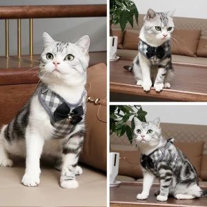 Stylish Adjustable Pet Leash Dog Harness Leash Mesh Breathable Collar Leash Strap Complete Set Pet Leash Belt Traction Rope