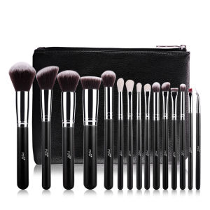 Lady Q ชุดแปรงแต่งหน้า 15 ชิ้น STB15b1 ครบเซ็ต ขนแปรงเนียนนุ่ม แน่นหนา คุณภาพดี สีติดง่าย ไม่หลุดร่อน พร้อมกระเป๋าหนังถือมีซิป + ช่างแต่งหน้ามืออาชีพ ไว้วางใจ!!! - สีดำ