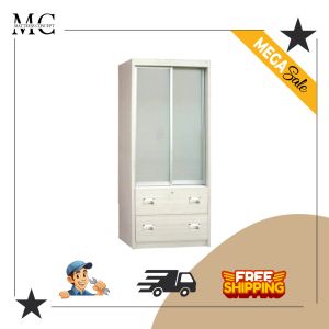 【LOCAL SELLER】CLARE WHITE WASH 2 DOOR SLIDING WARDROBE ( FREE DELIVER & INSTTALLION)
