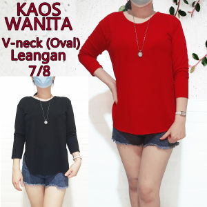 Baju Atasan Wanita V-neck Lengan 7/8 & Kaos Wanita Lengan 7/8