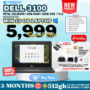 ORIGINAL!!!  DELL 3100 LAPTOP upgraded to WIN 10 I 3 MONTHS WARRANTY REFURBISHED LAPTOP