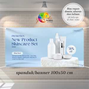 Cetak Spanduk Banner Blue Minimalist New Product Skincare