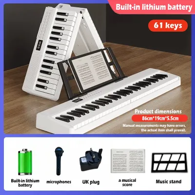 61 Keys Foldable Piano Keyboard Portable Digital Piano with No Crosstalk Built-in Speaker & Sheet Stand Bluetooth MIDI Synchronous Teaching for Beginners & Kids