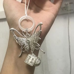 DOUBLEL Bell Silver Butterfly Phone Chain Charm Butterfly Mobile Keychain Lanyard Y2K Phone Strap Sweet Cool Mobile Phone Pendant Women Girls
