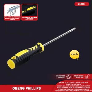 Obeng Phillips Magnetik Obeng Plus Baja Karbon Chrome Vanadium Pegangan Anti Selip Tahan Lama