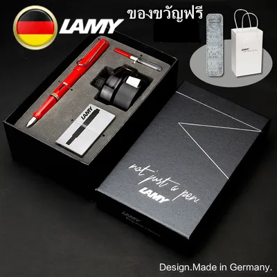 เยอรมนีนำเข้าปากกาหมึกซึม Lamy Safari ของแท้ลิมิเต็ดอิดิชั่นปากกาหมึกซึมลามี่สีแดงพร้อมหมึกและรีฟิลของขวัญที่เหมาะสมที่สุดสำหรับนักเรี