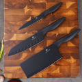 High Quality 3Cr13 martensitic Stainless Steel Multifunction Kitchen Knife Sets 4-Piece Kitchen Tools Knife Storage Rack （black）. 