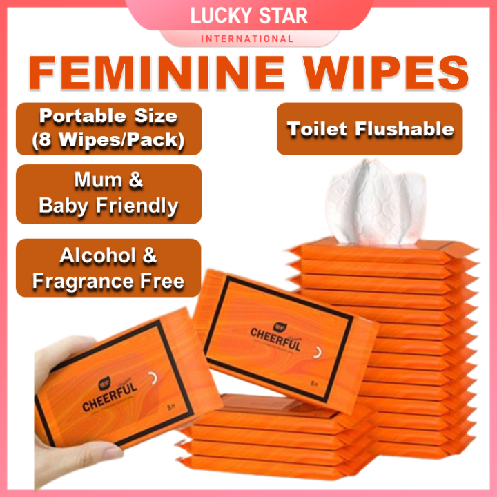 【Toilet Flushable】 Feminine Wipes 8 Wipes Per Pack 99.9 Antibacterial
