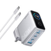 Anker 140W USB-C Fast Charger Laptop Charger 4-Port Multi-Device Fast Charging Advanced GaN Power Adapter foldable charger Intuitive Touch Controls A2697 B2697