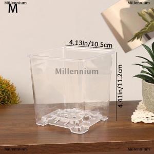 [COD] Millennium Square Transparent Acrylic Flower Pots Breathable Bonsai Plant Pot Desktop Decoration For Garden Yard Living Room Balcony