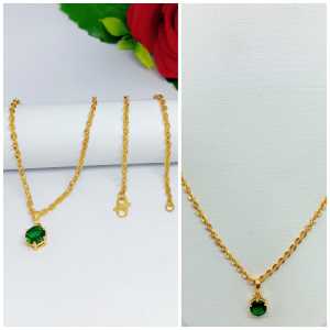 KALUNG TITANIUM RANTAI NORI PERMATA WARNA TERKINI PERHIASAN WANITA SIMPEL ELEGANT ANTI KARAT&LUNTUR