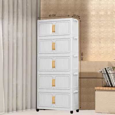HEINOกว้าง40CM 5ชั้นตู้เก็บของพับได้ ตู้อเนกประสงค์ ตู้วางของมีหลายชั้น สไตล์การออกแบบโมเดิร์น เหมาะสำหรับจัดเก็บบ้านให้เป็นระเบียบ