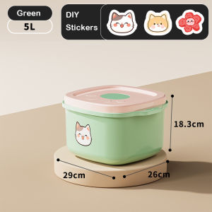 Pet Food Storage Box Negative Pressure Sealed Barrel for Cat Food and Dog Food with Measuring Cup and Stickers