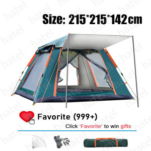 Camping Tent 3-4 Person Automatic Tent for Camping Double Layer Waterproof