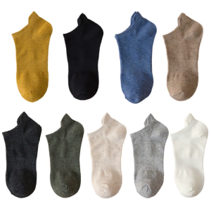 Mens Summer Short Mouth Invisible Socks Simple Solid Color Soft Breathable Casual Cotton Sports Athletic Tab Socks