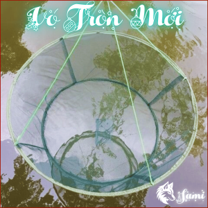 Vó Tròn Gấp Gọn Khung Thép Đàn Hồi Lưới Nylon Bắt Tôm Cua Cá Đường Kính 1m Chemeng Store