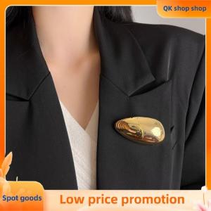 ✨QK shop✨ Geometric Metal Glossy Eggshell Broochs For Women Unique Exquisite Suit Corsage Pins Party Jewelry Fashion Accessory