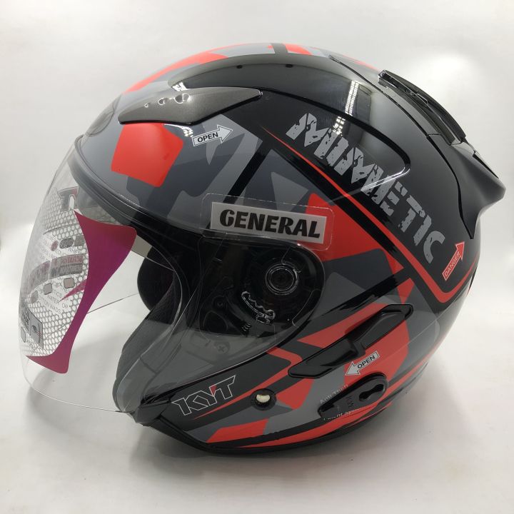 Helm KYT Galaxy Slide Motif 4 Black Red Fluo Hitam Merah Stabilo Double