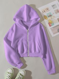 Sweater hoodie crop wanita cotton fleece peach Berkahku shop
