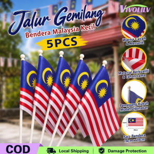 VIVOLILV 🎉Harga diskaun🎉Malaysia Hand Flag National Waving Flagpolyester Material14x28cm Handheld Bannerindependence Day Decorfestival Celebration Ornament