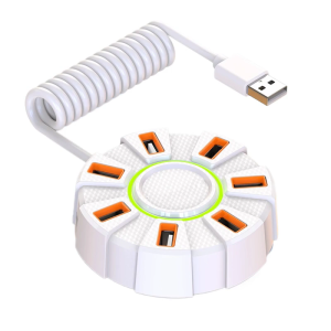 USB 2.0 Splitter 7 Port Plugs Play Hubs With Ambients Lighting External Power Support For Desktop Accessories