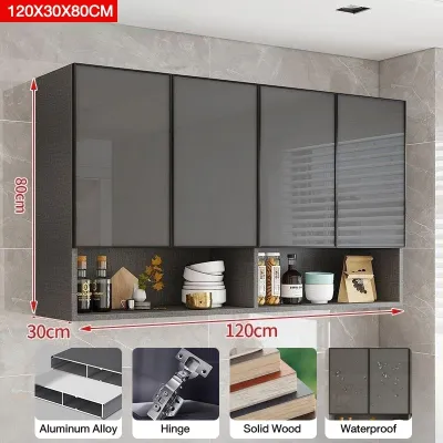 Global Aluminum Kitchen Cabinet Anti-termite Glass Door Hanging Cabinet Wall For Kitchen Storage Pantry/Dish Cabinet Spice Rack