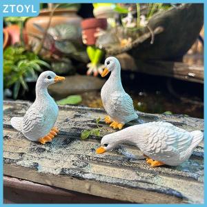 ZTOYL 3pcs Cute White Duck Hydroponic Lotus Flower Pot Retro Resin Statue Outdoor Sculpture For Home Office Desk Garden Desk Decor Ornament