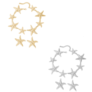 Elegant Starfish Pendant Necklace Set in Trendy Patchwork Styles Portable for Beach Vacations and Special Occasions