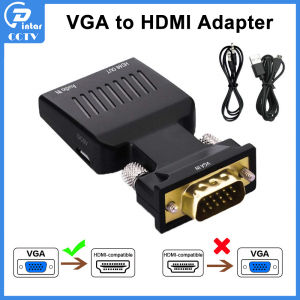 Konverter VGA Male To HDMI Female + Kabel Audio 1080P For HDTV TV Box Monitor Proyektor PC Laptop