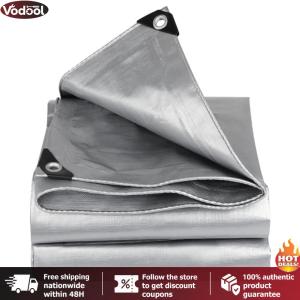 [Vodool Tool Outlet] Multipurpose Outdoor Tarpaulin with Grommets and Reinforced Edges Silver Reflective Tarps for Camping Patio Tent Boat