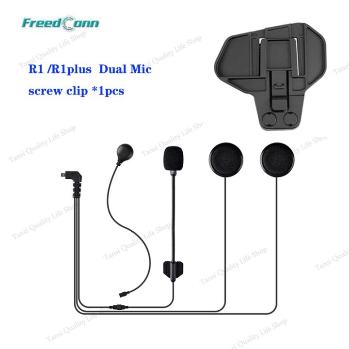 Original Freedconn R1 or R1plus Accessories Motorcycle Bluetooth Intercom  Helmet Headset BT Interphone Microphone Speaker MIC +Clamp Clip Mount