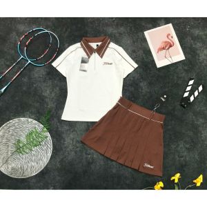 Set đồ nữ tập gym pickleball tennis cầu lông áo cổ trụ chân váy có lót đùi bảo hộ vải thun cao cấp BINSPORTS BN115
