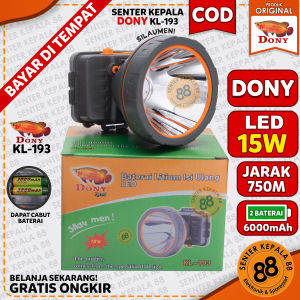 DONY Senter Kepala Lampu Kepala LED Bisa Ganti Copot Baterai Batre KL 193 SILAUMEN Silau men SUPER TERANG Sintar Kepala KL193 kl-193 BERBURU  ANTI AIR CAHAYA PUTIH KUNING
