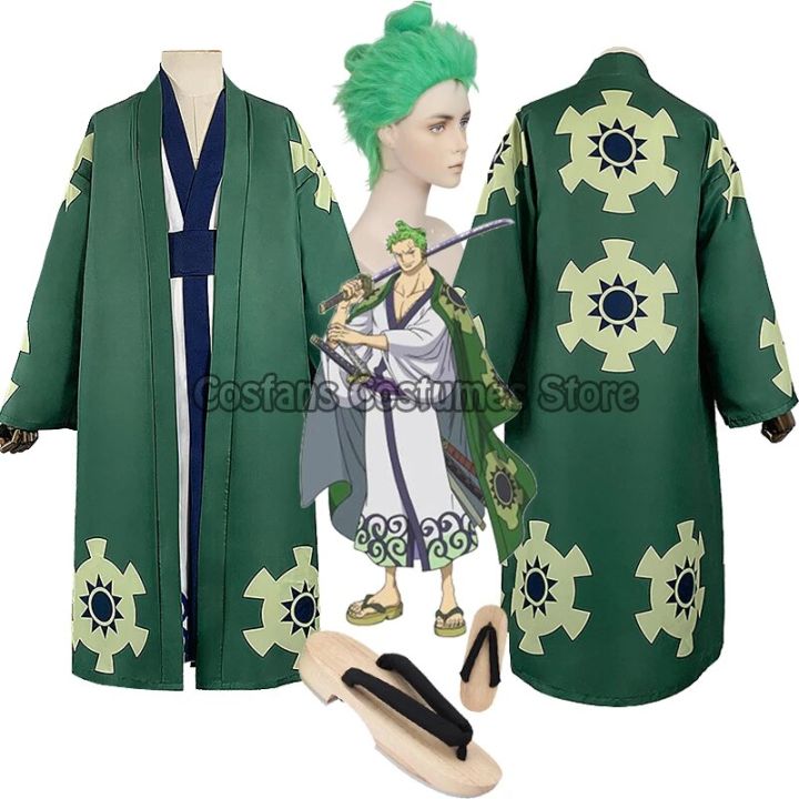 【New and Improved】 Anime Roronoa Zoro Cosplay Costume Kimono Robe Full ...