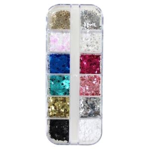MUNCHX 12Grids/Box Five-pointed Star Nail Art Charms Mini Sparkling Flakes Nail Decoration  Mixed Pack Manicure Decals Manicure Tool