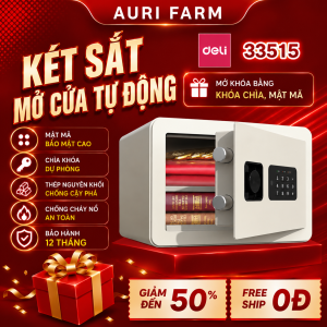 Két Sắt Mini Mật Khẩu Chìa Khóa 33515 DELI Chống Cắt Chống Cháy An Toàn Bảo Vệ Tài Sản