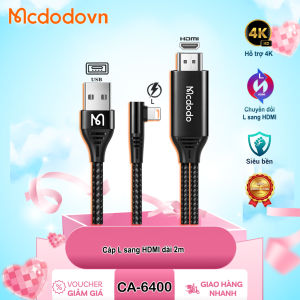 Cáp Mcdodo CA-6400 L to HDMI – Dài 2m – Hỗ Trợ iPhone/iPad Truyền Hình Ảnh Ra TV - CHÍNH HÃNG
