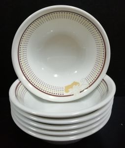 Melamine Cream Food Bowl - 6pcs x 7" inch (18CM) Dinnerware Dishes Set for Indoor and Outdoor Use Break-resistant and Lightweight